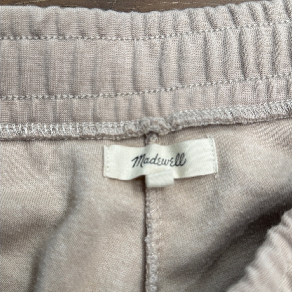 Madewell Cozy Fleece Jogger Sweatpants Beige Oatmeal Lounge Pants size L - Picture 3 of 5